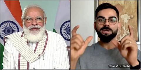 PM Narendra Modi (L) and Indian men's cricket captain Virat Kohli. (Photo| ANI)