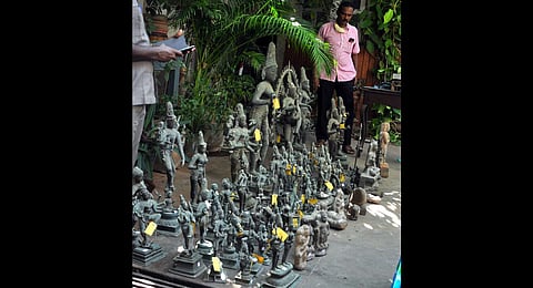 74 antique idols were recovered from the house of a French national in Puducherry. (Photo | Express)