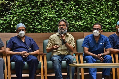 SP Charan, son of late singer SP Balasubrahmanyam during the press meet in Chennai. (Photo | P Jawahar, EPS)