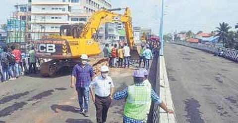 Asphalt layer being removed as part of Palarivattom flyover demolition | A Sanesh
