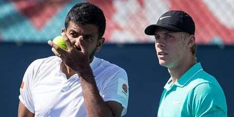 Tennis stars Rohan Bopanna (L) and Denis Shapovalov (Photo | Tennis Canada Twitter)