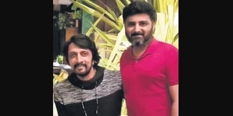 Sandalwood actor Kichcha Sudeep (L) with Anup Bhandari