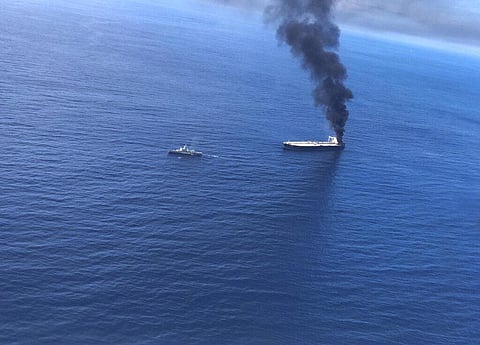 Sri Lanka is sending scientists to determine whether a three-day fire on a giant oil tanker off its coast damaged the environment. (Photo | AP)