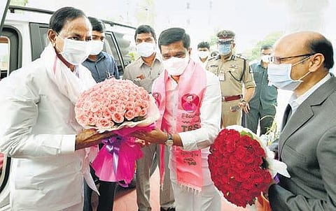 CM K Chandrasekhar Rao arrives at the Telangana Assembly on Monday | EXPRESS