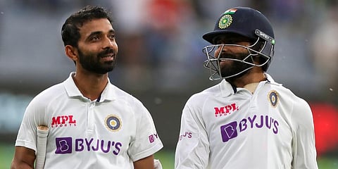 Ajinkya Rahane (L) led the way with his 12th ton, while Ravindra Jadeja was the X-factor (Photo | AP)
