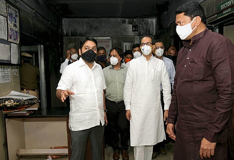 Maharashtra CM Uddhav Thackeray visits Bhandara General Hospital where a fire left 10 infants dead. (Photo | PTI)