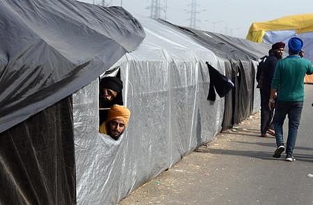 Farmers during their ongoing agitation against new farm laws, at New Delhi's Ghazipur border. (Photo | Parveen Negi, EPS)