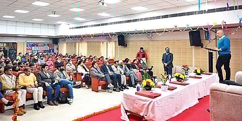 Delhi deputy CM Manish Sisodia speaks at an event on restructuring of SCERT, DIET (Photo | Twitter)