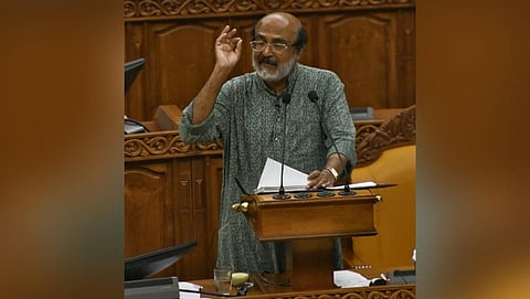 Kerala Finance minister TM Thomas Issac presenting state budget at assembly on Friday. (Photo | Special Arrangement)