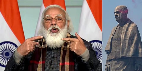 PM Narendra Modi (L) and Statue of Unity. (File photo| PTI)