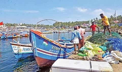 Fishermen take their boats to safety following the cyclone warning issued by the IMD. At Vizhinjam. (File Photo | Vincent Pulickal, EPS)