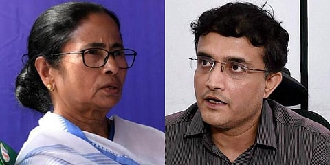 (L) Bengal CM Mamata Banerjee and (R) BCCI chief Sourav Ganguly (Photos | PTI)