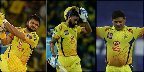 (From left) Suresh Raina, Murali Vijay and Piyush Chawla. (file photo| AFP and Twitter)