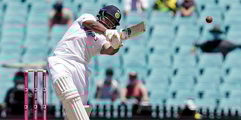 Rishabh Pant scores a boundary on the final day of the 3rd test between India and Australia at the Sydney Cricket Ground. (File photo| AP)