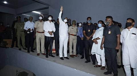 Deputy chief minister Ajit Pawar at fire spot at Serum Institute of India, Pune. (Photo | EPS)
