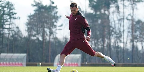 Mario Mandzukic attends his first training session at the Milanello Milan's sport center. (Photo | AP)