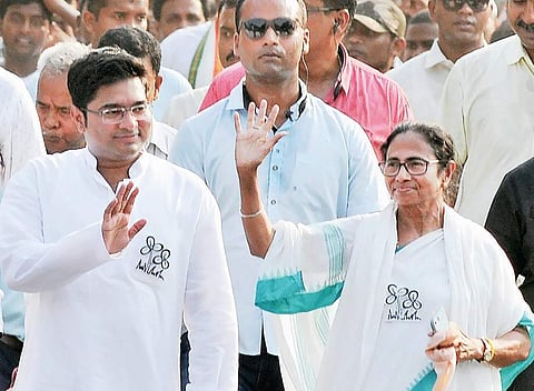 West Bengal Chief Minister Mamata Banerjee with nephew and TMC MP Abhishek Banerjee. (Photo | File/ PTI)
