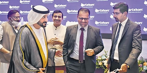 Brixton International Group chairman and Dubai royal family member Sheikh Juma bin Syed Al Maktoum with Brixton Industrial Smart City chairman Siraj M P during the annoucement of the industrial smart
