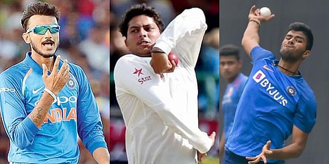 From Left: Axar Patel, Kuldeep Yadav and Washington Sundar. (File Photos)