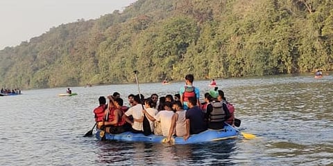 Nearly 10,000 tourists are gathering along the Kali for watersports during weekends. (Photo | EPS)
