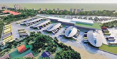 An artist's impression of roposed Cuttack Netaji Bus Terminal at Khannagar. (Photo| EPS)