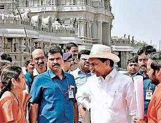 A file photo of CM K Chandrasekhar Rao in at Yadadri temple.