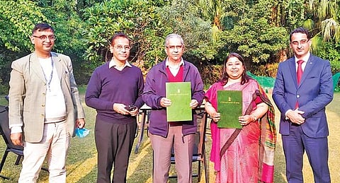 The Delhi Archives acquired a collection of 5th president of India Fakhruddin Ali Ahmed from his son retired Justice Badar Durrez Ahmed (centre) in December. (Photo | Express)