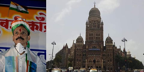 Mumbai Congress chief Bhai Jagtap (L) and Brihanmumbai Municipal Corporation. (File photo| Twitter and EPS)
