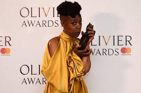 Noma Dumezweni poses with her award for Best Actress in Supporting Role for 'Harry Potter And The Cursed Child' (Photo | AFP)