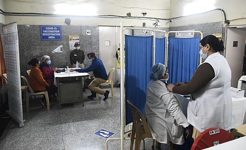COVID19 vaccination dry run underway at a Kasturba Hospital in Daryaganj, New Delhi on Wednesday. (Photo | Parveen Negi, EPS)