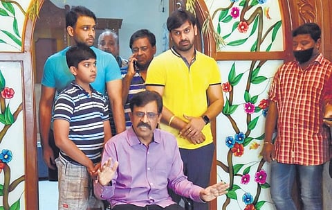 Advocate Pratap Kumar, the elder brother of the three victims, speaks to mediapersons at their Bowenpally residence in Secunderabad on Wednesday. (Photo | EPS/S Senbagapandiyan)