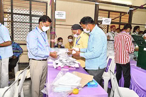 File photo of GHMC election counting process being underway (Photo | EPS)