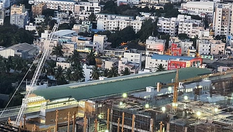 Long shot of Konanakunte Cross Metro station on Reach-4B Line where the launch of the first Metro line of Phase-II will take place on January 14 and commercial operations a day later. (Photo | EPS)