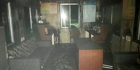 harred remains of furniture and other equipments inside the new born babies care unit of the Bhandara District General Hospital. (Photo | PTI)