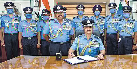 Air Marshal VR Chaudhari takes charge as the new Chief of Air Staff at Vayu Bhawan in New Delhi Thursday | PTI