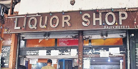 A private liquor shop near Shivaji Bus Terminal. (Photo | Parveen Negi, EPS)