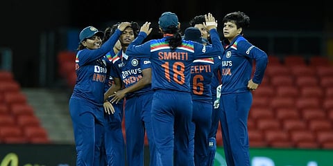 Indian cricket team during their T20 game against Australia. (Photo @BCCIWomen)