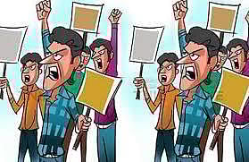 The VRA’s protest on Saturday brought traffic to a standstill on the NH. (Illustration | Express)