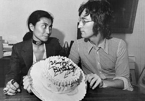 The Beatles member John Lennon (R) with his partner Yoko Ono (L). (Photo | Twitter: @yokoono)