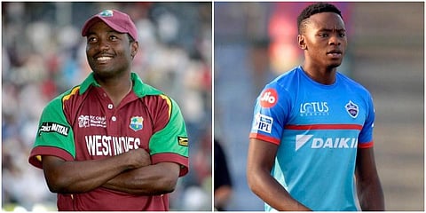 Former West Indian batsman Brian Lara (L) and Delhi Capitals pacer Kagiso Rabada. (File photo| PTI and AFP)