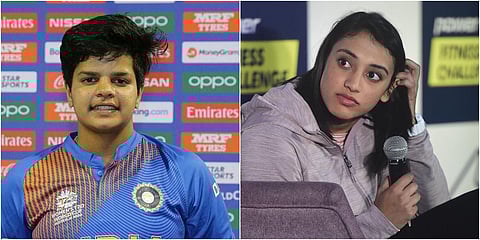 Indian batswomen Shafali Verma (L) and Smriti Mandhana (File photo| PTI)