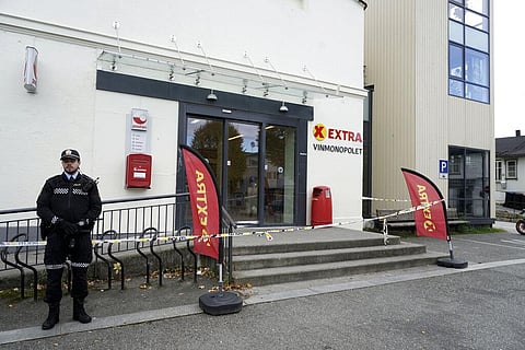 Police cordon off a supermarket in Kongsberg, Norway, Thursday, Oct. 14, 2021, after a man killed several people. (Photo | AP)