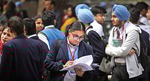 Children doing a last minute revision before appearing for the 12th class CBSE Exams in New Delhi. (File Photo | Express)