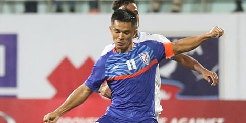 Sunil Chhetri in action. (Photo @afcasiancup)