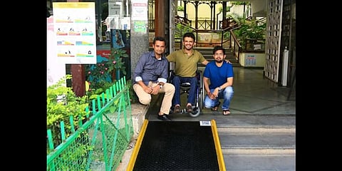 Prateek Khandelwal (middle) with his team at one of the spots on Church St