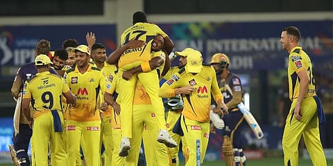 Chennai Super Kings celebrate after winning the IPL 2021. (Photo | Sportzpics for IPL)