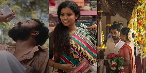 (From left) Stills from Vellam, Kappela and The Great Indian Kitchen.