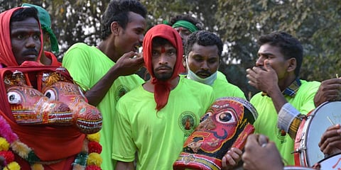 Adivasi youngsters of Mulugu district in Telangana. (Photo| EPS)