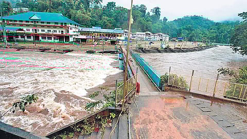 The water level has been increasing in Pampa river in Sabarimala following the incessant rain | Shaji Vettippuram