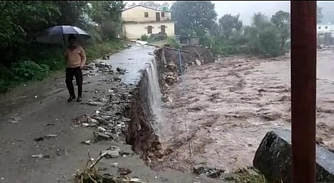 Sights like these are common in several parts of the state amidst the rains (Photo | Special arrangement)